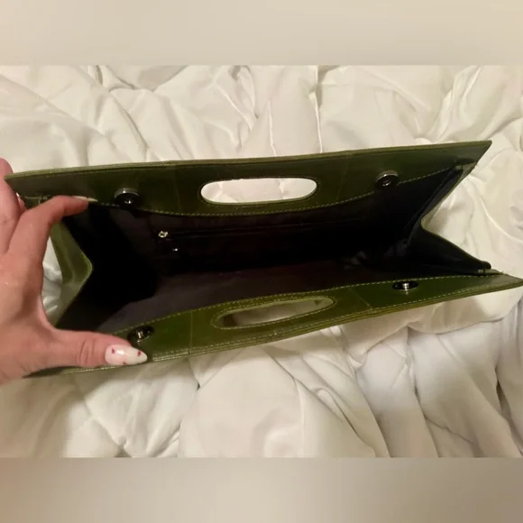 Large Olive Green Leather Bag - Picture 2 of 4